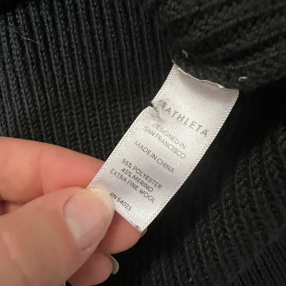 Athleta Switchback V Neck Sweater Dark Green Womens XS Wool Blend - Picture 2 of 4